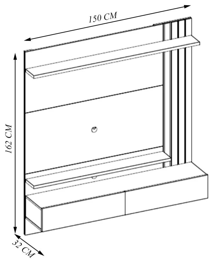 Home Painel Suspenso 150cm Ripado Railay Noce/Preto G73 - Gran Belo