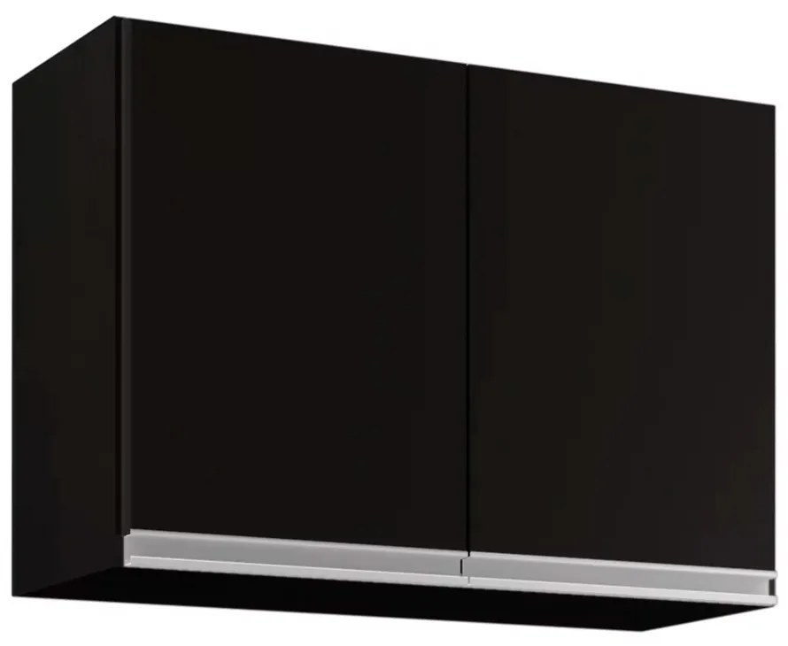 Armário Aéreo de Cozinha Lavanderia 02 Portas Eva 80 cm L06 - D'Rossi - Preto