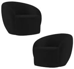 Poltrona para Sala de Estar Orgânica Kit com 2 Garbin Z08 Veludo Preto