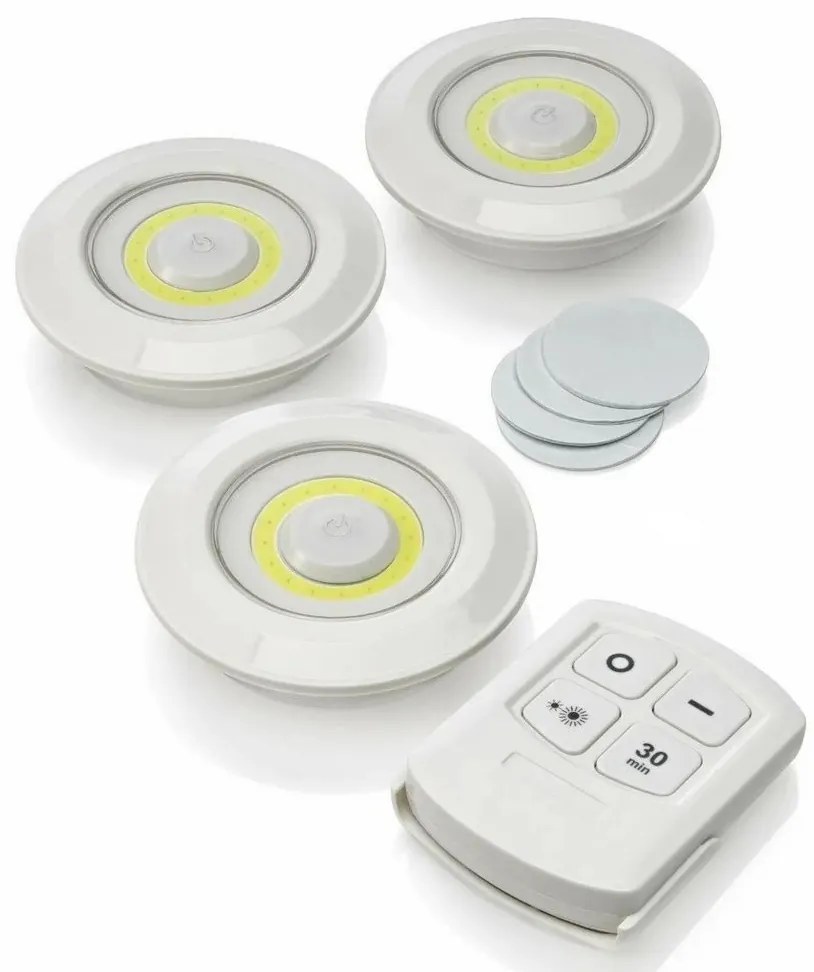 Kit 3 Luminária Lâmpada Led Spot Sem Fio Controle Remoto Para Quarto Cozinha Sala Jardim Escritório Closet Guarda Roupa Armário