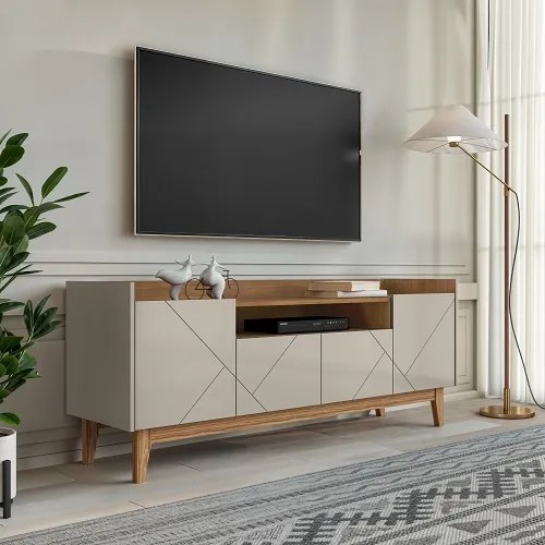 Rack Adria 1.80 Off White/Cedro - Casa D Móveis