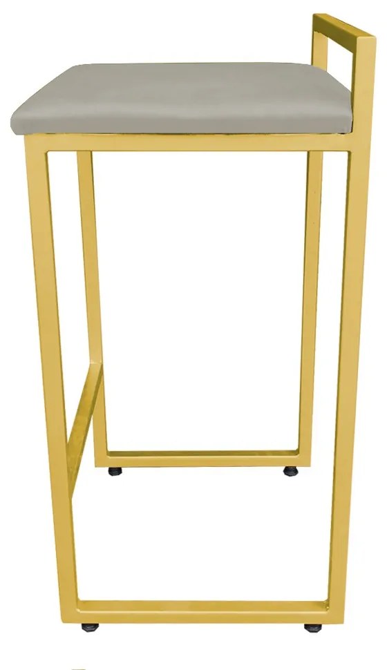 Banqueta Alta Industrial Pietra Suede Marrom Rato Base Dourado D'Rossi