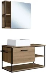 Gabinete Banheiro Yuri Com Cuba e Espelheira Click Mel Z54  - Mpozenat