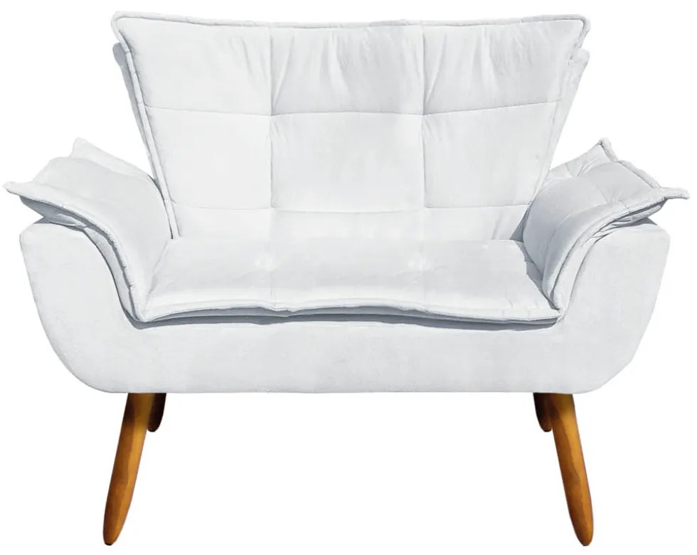 Sofá Namoradeira e 2 Poltronas Giratória MM30 Opala Suede - Cinza