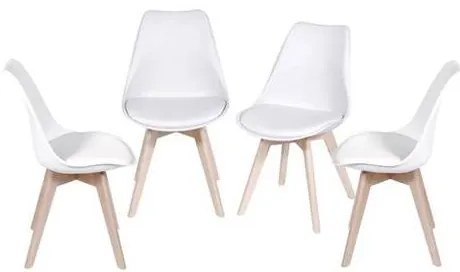 Kit 4 Cadeiras Leda Eames PP Branca Base Madeira - 64663 Sun House