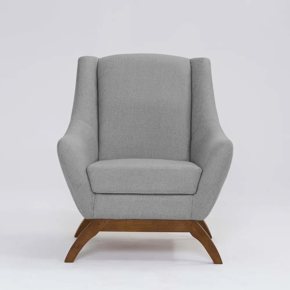 Poltrona Decorativa Mildred D07 Pés Madeira Linho Mescla Elefante - D'Rossi