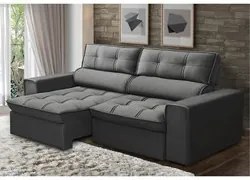 Sofá Retrátil Reclinável 3 Lugares 200cm Blanches F05 Veludo Grafite -