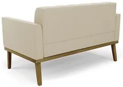 Sofá Namoradeira e 2 Poltronas Base Madeira Castanho Ana Suede Bege -