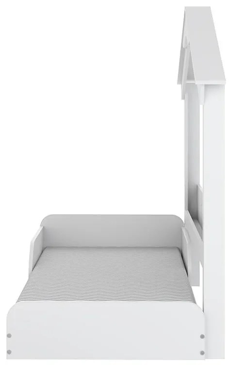 Cama Solteiro Infantil Mimo Com Casinha Porta Livros - Branco