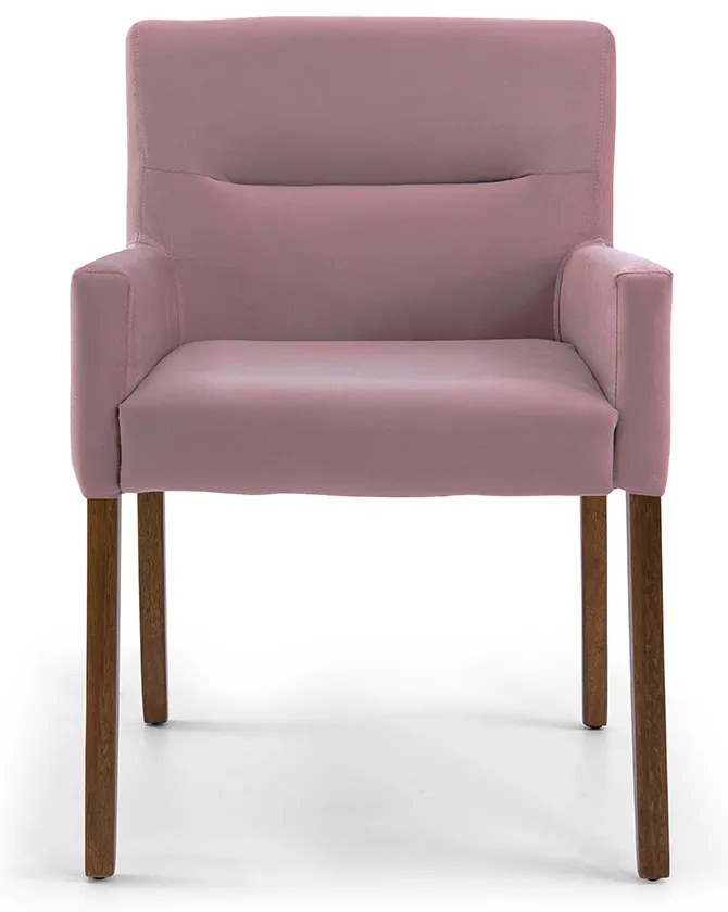 Poltrona Angel Veludo Rose B-305 Base de Madeira D07 - D'Rossi