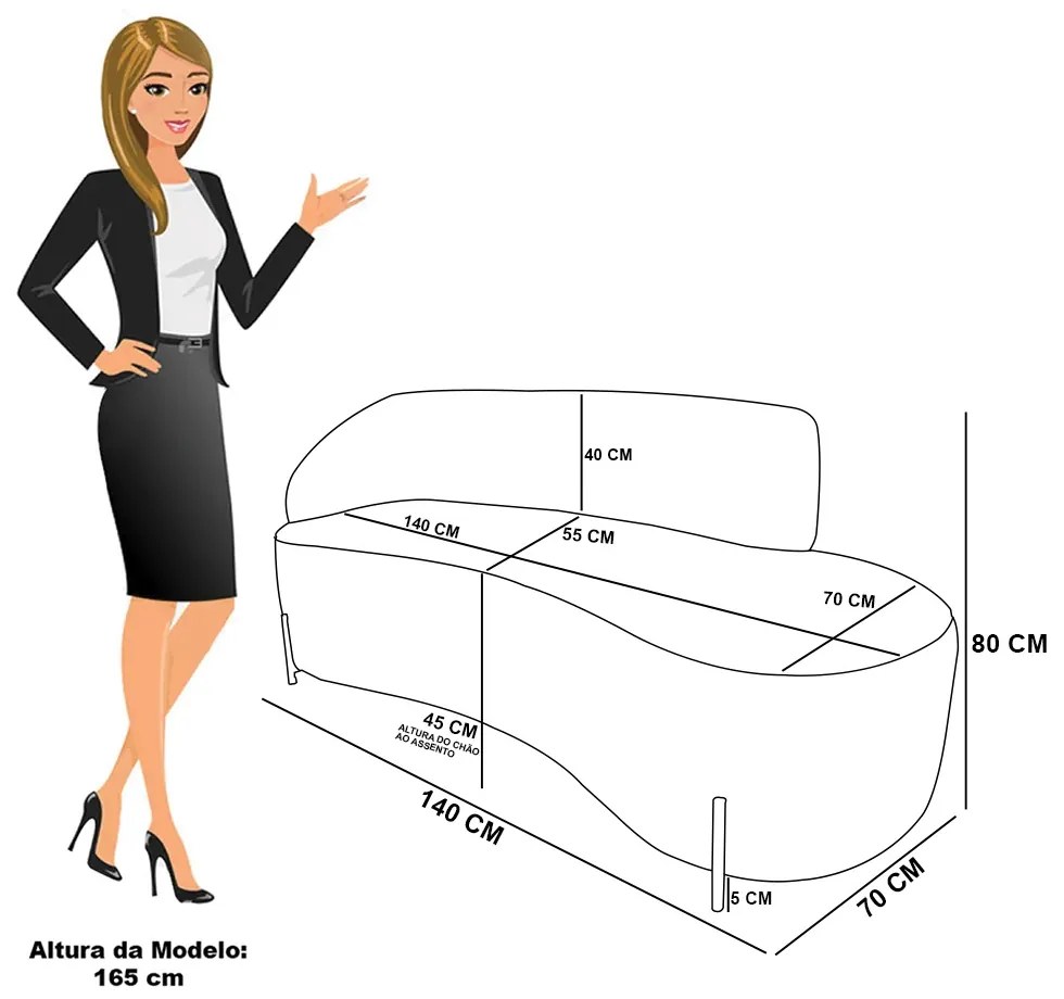 Sofá 2 Lugares Orgânico 140cm Pé Aço Lateral Dourado Morgan Bouclê D03 - D'Rossi - Verde