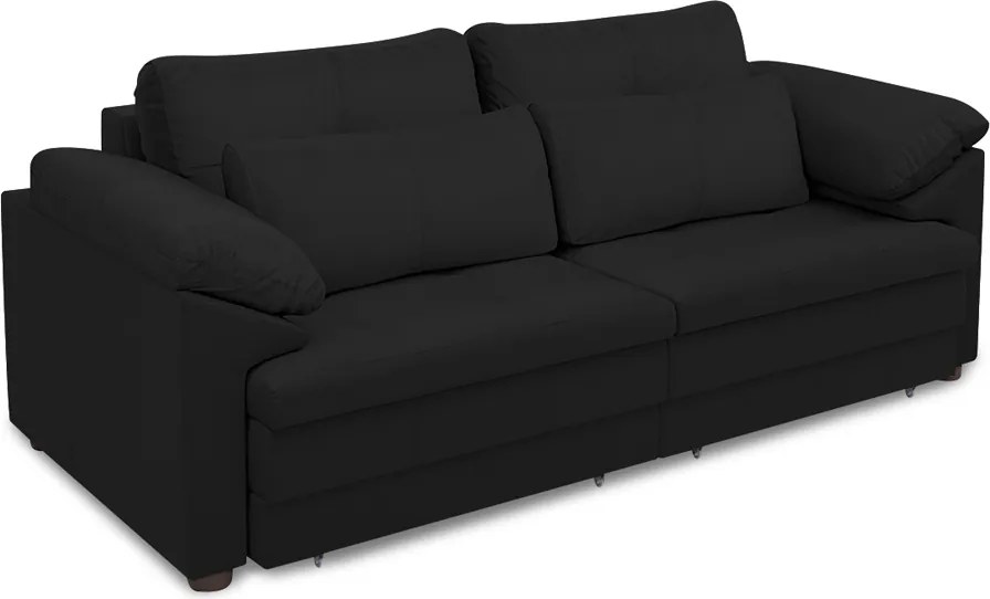 Sofá Retrátil Manual Sala de Estar Nolan Bipartido 250cm Conforto Premium em Couro Preto G58 - Gran Belo