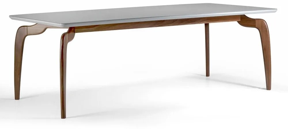 Mesa de Jantar Yvie Design Retangular Tampo Laca com Vidro Base Madeira Maciça
