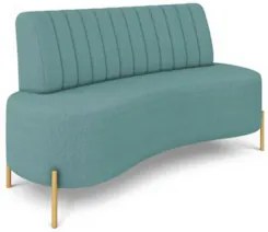 Sofá 2 Lugares 135cm Pés Aço Dourado Tamar Boucle Azul Z08 - Mpozenat
