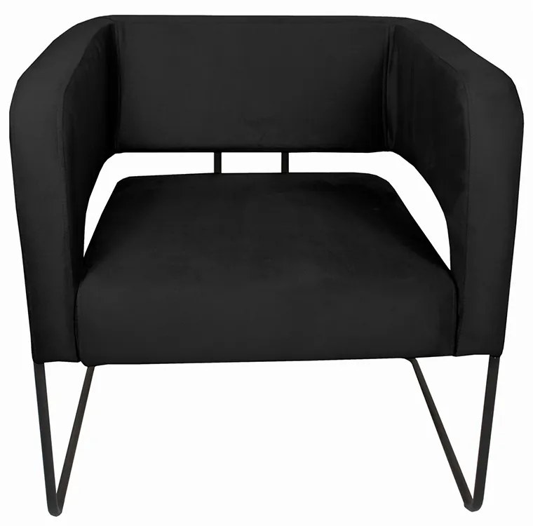 Poltrona Decorativa Lucy Base Aço Grafite Veludo Preto G15 - Gran Belo