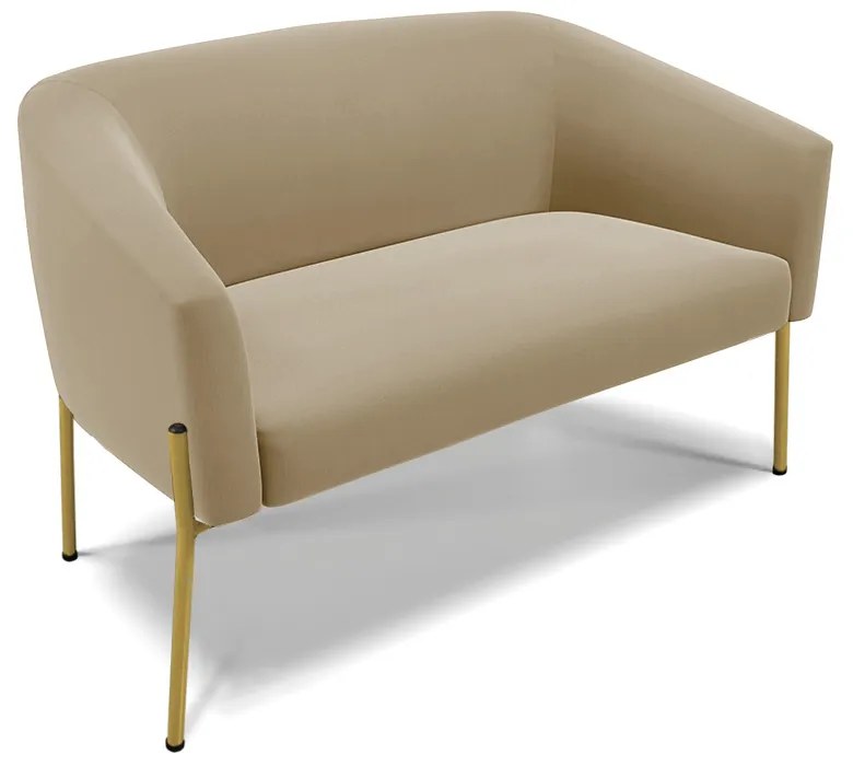 Sofá Namoradeira e Poltrona Pé de Ferro Dourado Stella Suede D03 - D'Rossi - Marrom Rato