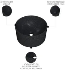 Cuba Pia Para Banheiro Redonda 30cm Celine C08 Preto Granit - Mpozenat