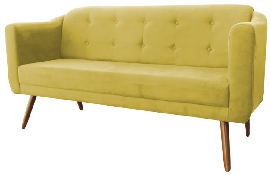Namoradeira Bruna 1,60 m 3 Lugares Pés Palito Suede Amarelo