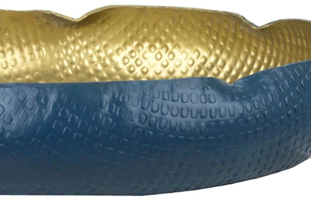 Centro de Mesa Decorativo Aluminio Azul Com Dourado - D'Rossi