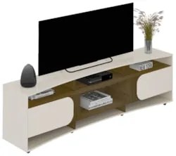 Rack Tv 86 Pol 220cm com 2 Portas Reno Off White/Pinho A09 - Mpozenato