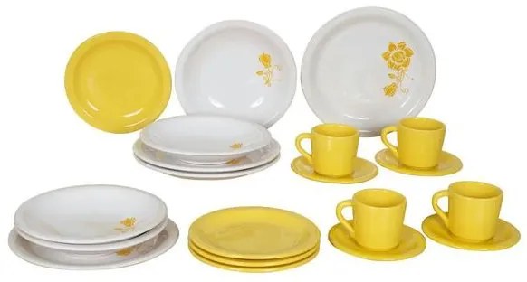 Kit de Jantar Floral Amarelo 20 Peças