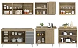 Armário de Cozinha Modulado de Canto 6 Peças CP31 Balcão sem Tampo Cas