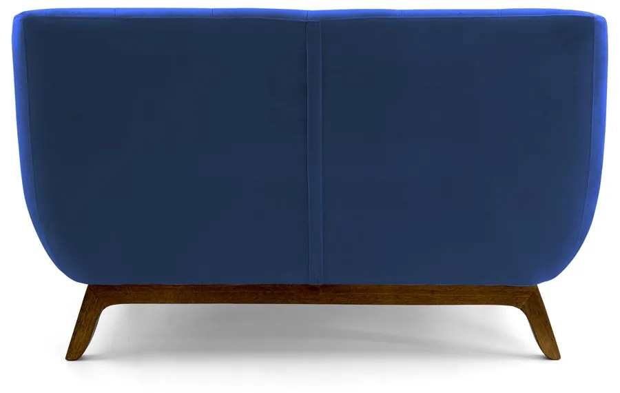 Sofá 2 Lugares Odeon D07 140cm Base Madeira Veludo Marinho - D'Rossi