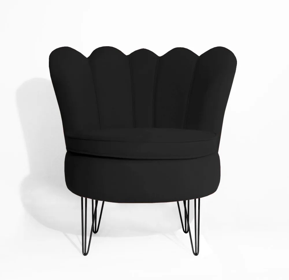 Conjunto 2 Poltrona Dália Pés Hairpin Legs Preto Veludo Preto