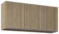 Armário de Cozinha Aéreo 120cm 3 Portas Virgínia Castanho - Lumil