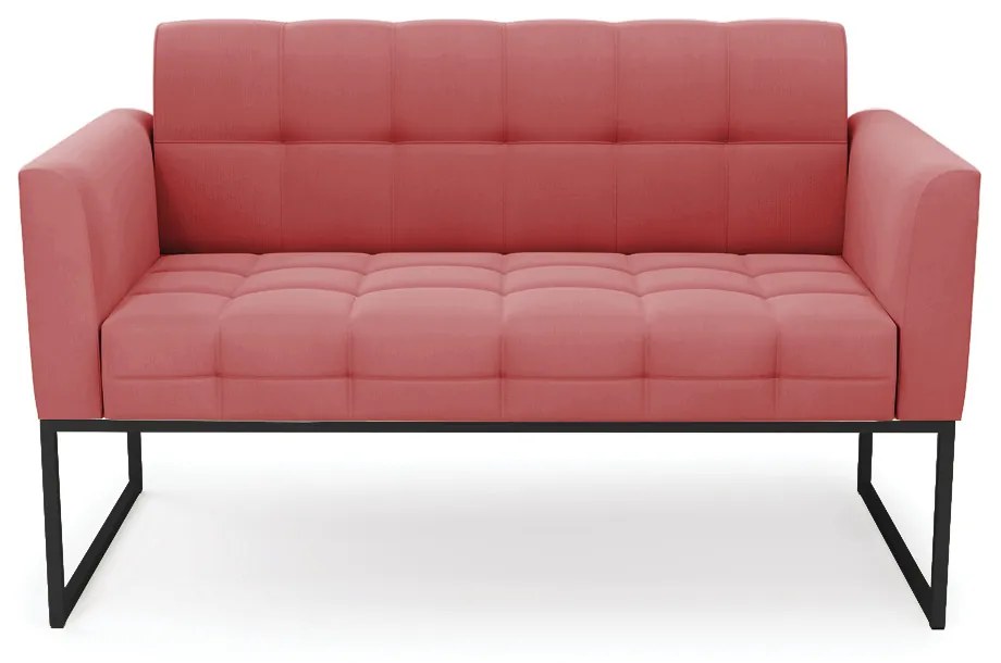Sofá Namoradeira Elisa Suede Base Metálica Industrial Preto - D'Rossi - Rose