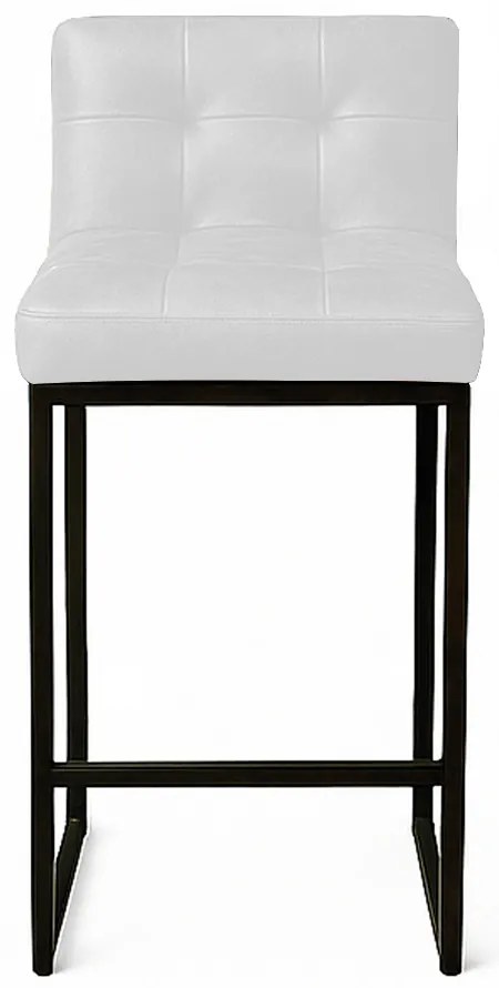Banqueta Cozinha Alta com Encosto Industrial Preto Lirina PU C05 - D'Rossi - Branco
