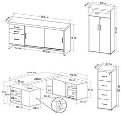 Conjunto Escritório Home Office 4 Peças Corp A06 Carvalho/Branco - Mpo