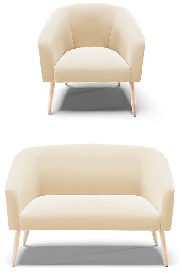 Namoradeira e Poltronas Pé Palito Natural Stella Suede Bege D03 - D'Rossi