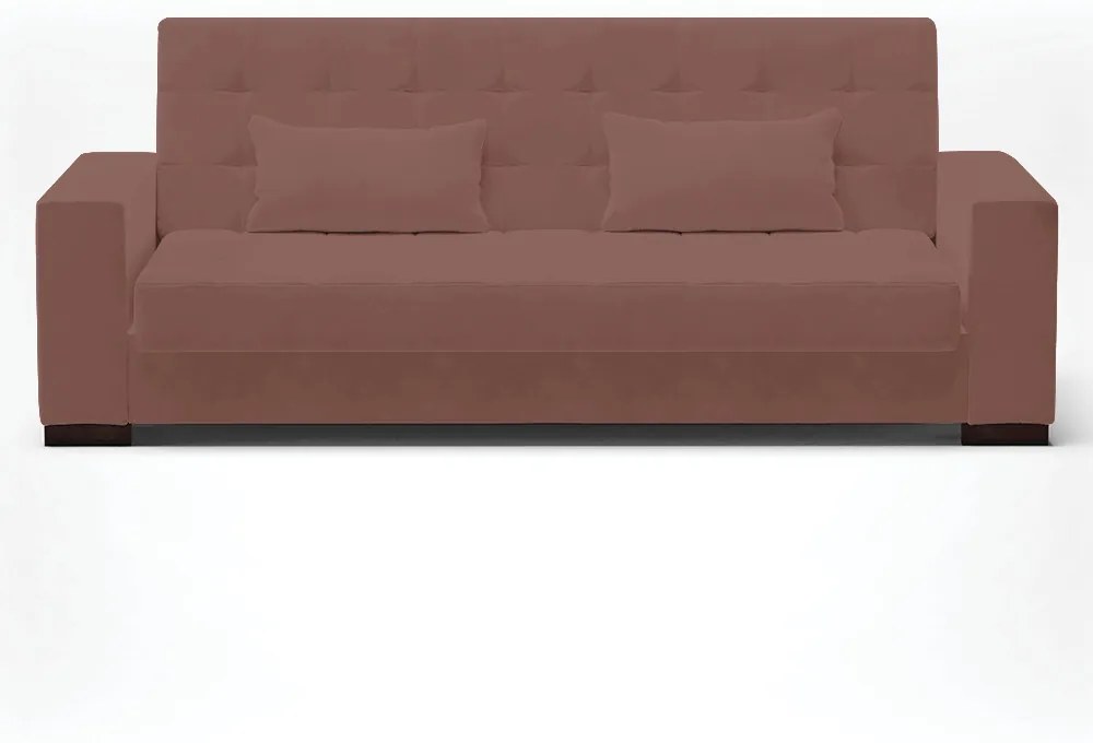 Sofá Cama Casal 3 Lugares 210cm Lisboa Veludo Rosê  D03 - D'Rossi