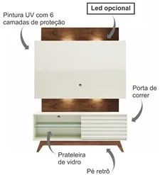 Rack Bancada com Painel para TV até 55 Pol. 140cm LED 100%MDF TB151L O