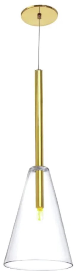 Pendente Cone Vidro Ø20X54Cm Metal E Vidro 01Xg9 |Old Artisan Pd-5471 (ROSÊ FOSCO / COBRE BRILHO, CLEAR (TRANSPARENTE))