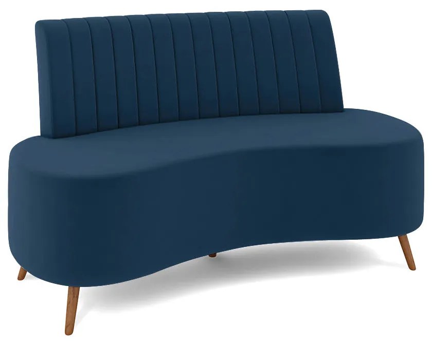Sofá 2 Lugares Living 160cm Pé Palito Maraú Veludo K01 - D'Rossi - Azul Marinho