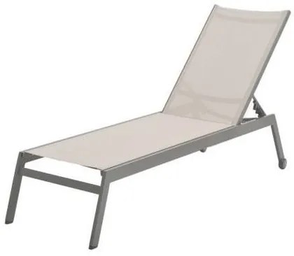 Espreguicadeira Tenorio Tela Bege Base Amendoa 200cm - 60559 Sun House