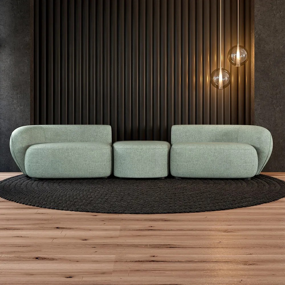 Sofá Versátil Sala de Estar Egito 322cm Modulado Linho Verde Manchado G52 - Gran Belo