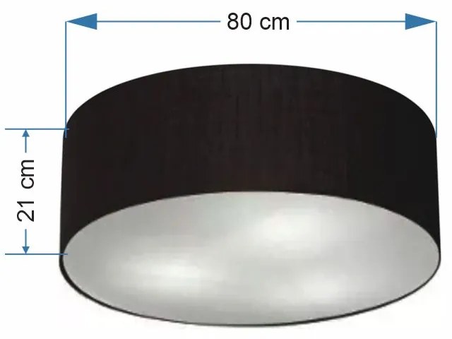 Plafon Cilíndrico Md-3055 Cúpula em Tecido 80x21cm Preto - Bivolt