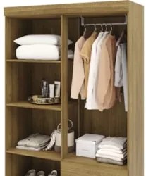Guarda Roupa Solteiro 103cm Com Espelho Ideal Nature - Vila Rica