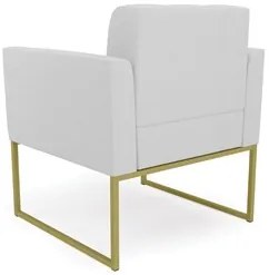 Sofá Namoradeira e 1 Poltrona Base Industrial Dourado Ana Linho Cinza