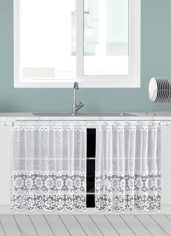 Cortina para Pia Renda Branca 160x80 cm