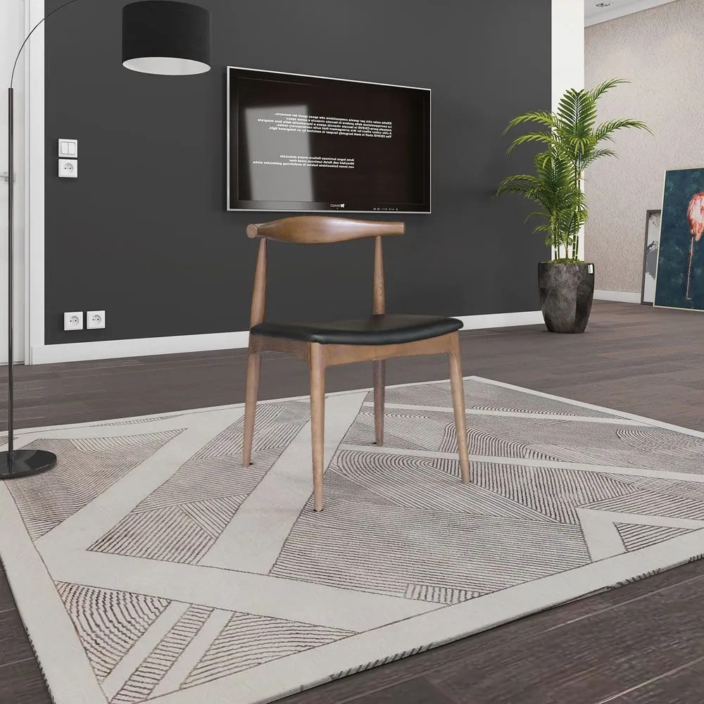 Kit 5 Cadeiras Decorativas Sala e Escritório Nami Madeira Bege G56 - Gran Belo