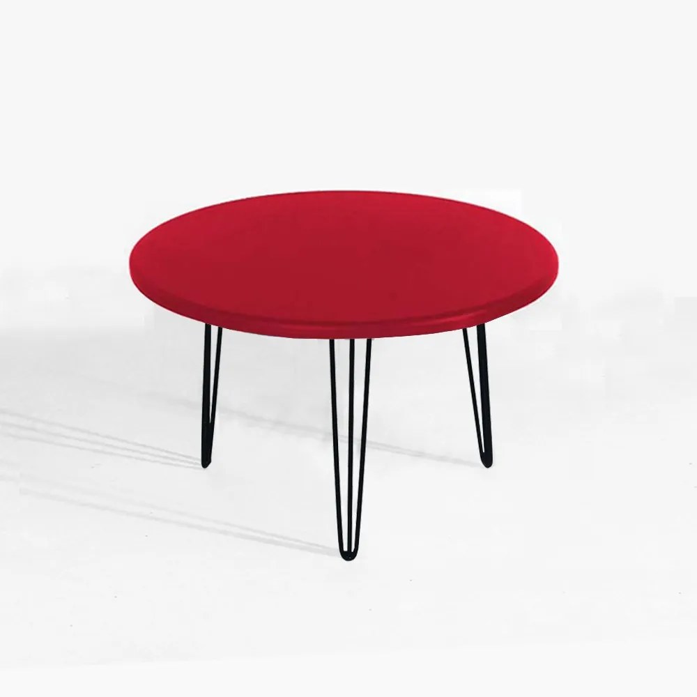 Mesa de Centro Decorativa Sandy Pés Hairpin Legs Preto Tampo Vermelho
