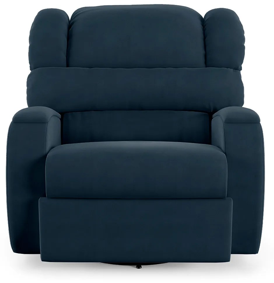 Poltrona do Papai Sala de Cinema Reclinável Kylie Glider Manual Giratória USB Veludo Azul G23