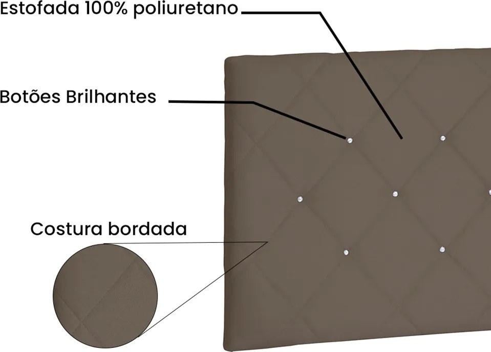 Painel Tânia Para Cama Box King 195 cm Suede S04 - D'Rossi - Caramelo