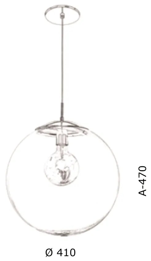 Pendente Globo Fechado Ø41X47Cm Metal E Globo Ø41Cm 01Xe27 |Old Artisa... (ONIX, CLEAR (TRANSPARENTE))