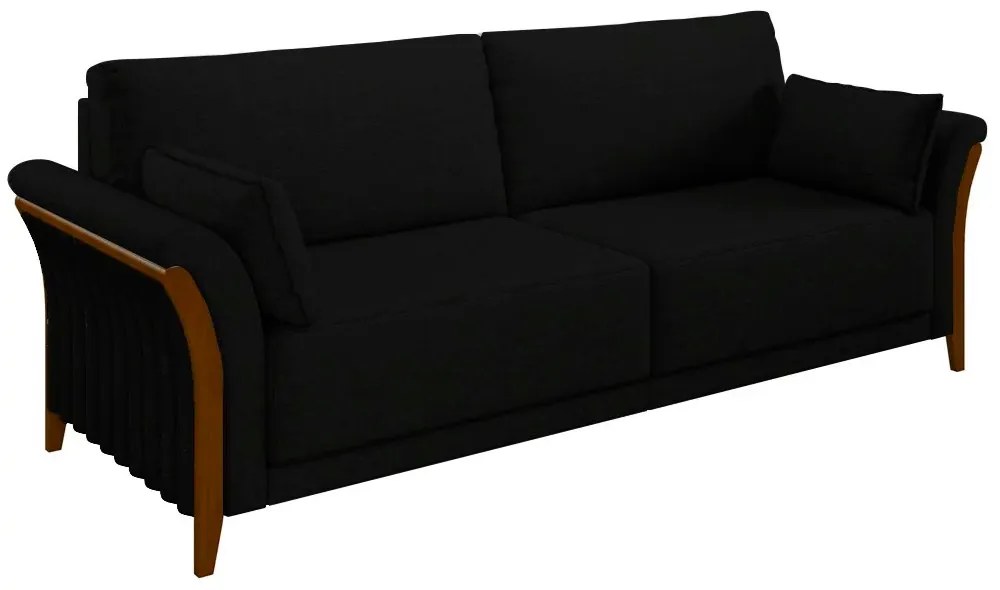Sofá Decorativo 3 Lugares 222cm Market Veludo Preto G45 - Gran Belo