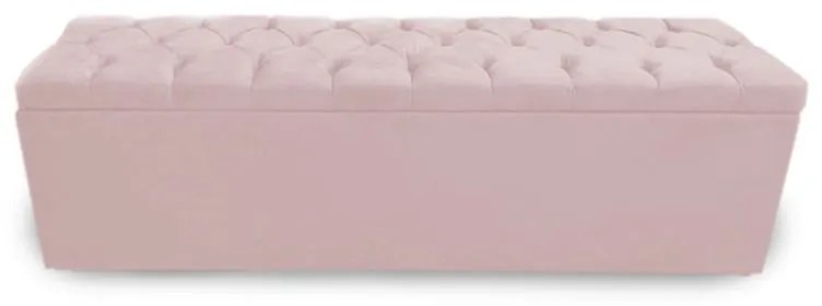 Calçadeira Baú Solteiro 90cm Nicole Capitonê Suede Rosa Bebê - Sheep Estofados - Rosa